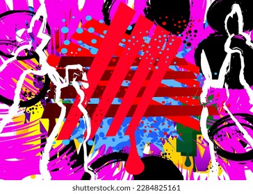 Abstract Easter Graffiti background. Modern street art performed in urban painting style. Colorful vector holiday decoration backdrop.