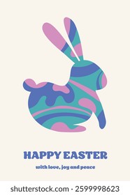 Abstract Easter greeting card with colourful bunny in modern style. Vector illustration