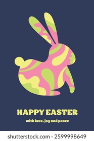 Abstract Easter greeting card with colourful bunny in modern style. Vector illustration