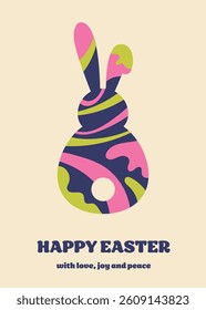 Abstract Easter greeting card with colourful bunny in modern style. Vector illustration