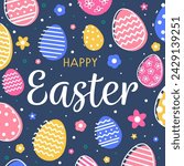 Abstract Easter greeting card with eggs. Modern style background. Vector illustration