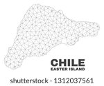 Abstract Easter Island map isolated on a white background. Triangular mesh model in black color of Easter Island map. Polygonal geographic scheme designed for political illustrations.