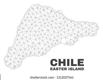 Abstract Easter Island map isolated on a white background. Triangular mesh model in black color of Easter Island map. Polygonal geographic scheme designed for political illustrations.