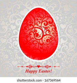 Abstract easter red egg on silver background. Vector illustration 