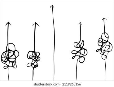 Abstract and easy simple line from start to end vector illustration set.Continuous one line drawing.