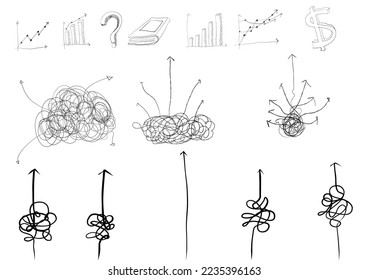 Abstract and easy simple line from start to end vector illustration set.Continuous one line drawing.
