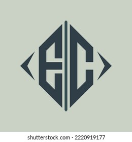 Abstract EC line shape logo design. This design is combined E C and square shape. this design color is good.