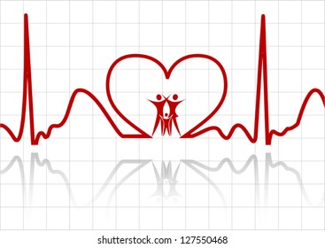 Abstract ecg with family vector