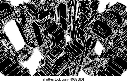 Abstract Eclectic Building Construction Vector 02