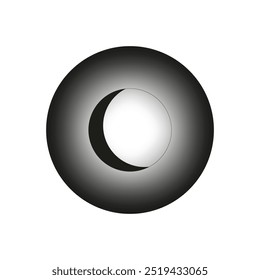 Abstractas forma de eclipse. Círculo degradado negro. Efecto de sombra lunar. Diseño de Vector mínimo.