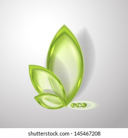 Abstract eco background with transparent leaves