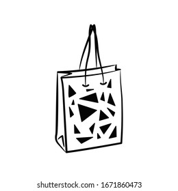 Abstract Eco bag outline on white background. Sketch vector illustration.