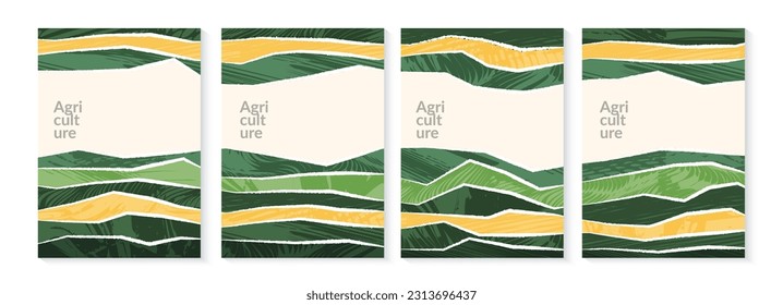 Abstract eco green agricultural vector background. Farm field template. Organic header design. Fresh nature landscape, ecology collage. Agro business card layout, farmland poster, countryside flyer