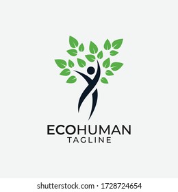 Abstract Eco Human Tree Logo Design Vector Template