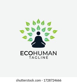 Abstract eco human tree logo design vector template