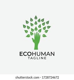 Resumen de la plantilla de vector de diseño de logotipo de árbol humano ecológico