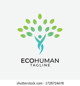 Abstract Eco Human Tree Logo Design Vector Template