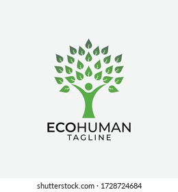 Abstract eco human tree logo design vector template