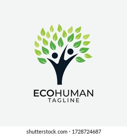 Abstract eco human tree logo design vector template