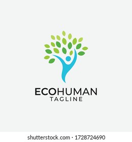 Abstract Eco Human Tree Logo Design Vector Template