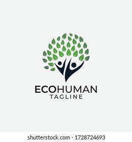 Abstract eco human tree logo design vector template