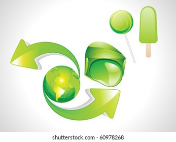 abstract eco , ice, candy& earth with arrow