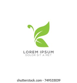 Abstract Eco Leaf Butterfly Logo Design Vector