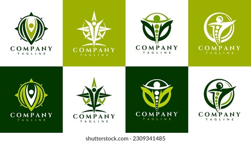 Abstract eco leaf human chiropractic logo design.