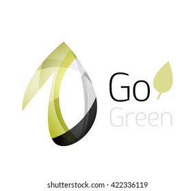 Abstract eco leaves logo design made of color pieces - various geometric shapes. Geometric nature concept. Vector colorful icon