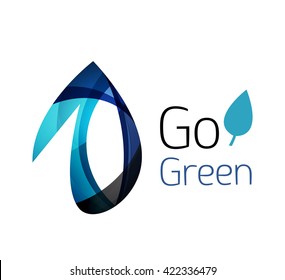 Abstract eco leaves logo design made of color pieces - various geometric shapes. Geometric nature concept. Vector colorful icon