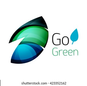 Resumen El diseño del logotipo de hojas ecológicas hechas de piezas de color - varias formas geométricas. Concepto de naturaleza geométrica. Icono de colorido vector