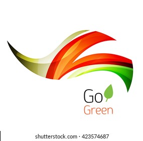 Abstract eco leaves logo design made of color pieces - various geometric shapes. Geometric nature concept. Vector colorful icon