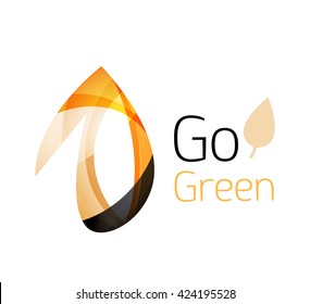 Abstract eco leaves logo design made of color pieces - various geometric shapes. Geometric nature concept. Vector colorful icon
