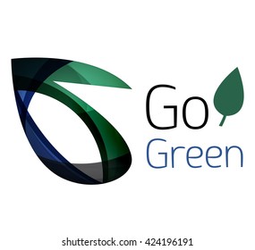 Abstract eco leaves logo design made of color pieces - various geometric shapes. Geometric nature concept. Vector colorful icon