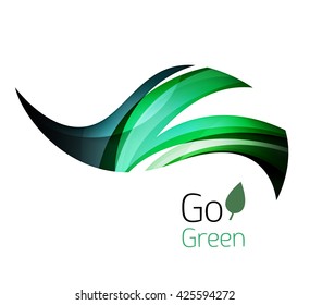 Abstract eco leaves logo design made of color pieces - various geometric shapes. Geometric nature concept. Vector colorful icon