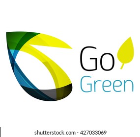 Resumen El diseño del logotipo de hojas ecológicas hechas de piezas de color - varias formas geométricas. Concepto de naturaleza geométrica. Icono de colorido vector