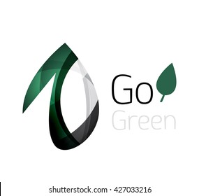 Abstract eco leaves logo design made of color pieces - various geometric shapes. Geometric nature concept. Vector colorful icon