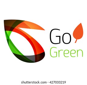 Abstract eco leaves logo design made of color pieces - various geometric shapes. Geometric nature concept. Vector colorful icon