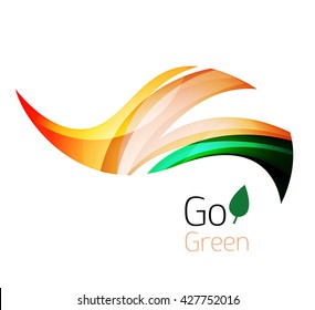 Resumen El diseño del logotipo de hojas ecológicas hechas de piezas de color - varias formas geométricas. Concepto de naturaleza geométrica. Icono de colorido vector