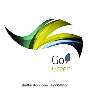 Abstract eco leaves logo design made of color pieces - various geometric shapes. Geometric nature concept. Vector colorful icon