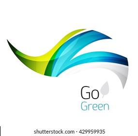 Abstract eco leaves logo design made of color pieces - various geometric shapes. Geometric nature concept. Vector colorful icon