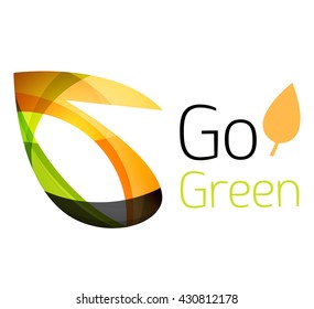 Abstract eco leaves logo design made of color pieces - various geometric shapes. Geometric nature concept. Vector colorful icon