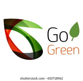 Resumen El diseño del logotipo de hojas ecológicas hechas de piezas de color - varias formas geométricas. Concepto de naturaleza geométrica. Icono de colorido vector