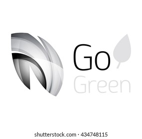 Abstract eco leaves logo design made of color pieces - various geometric shapes. Geometric nature concept. Vector colorful icon