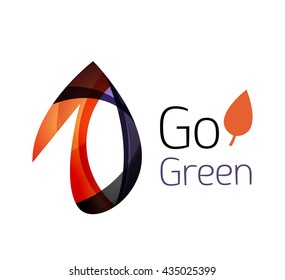 Abstract eco leaves logo design made of color pieces - various geometric shapes. Geometric nature concept. Vector colorful icon