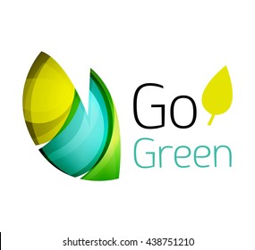 Resumen El diseño del logotipo de hojas ecológicas hechas de piezas de color - varias formas geométricas. Concepto de naturaleza geométrica. Icono de colorido vector
