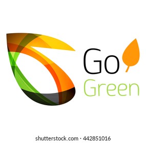 Abstract eco leaves logo design made of color pieces - various geometric shapes. Geometric nature concept. Vector colorful icon