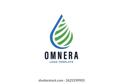 Abstrato Eco Logo Design Com Símbolo De Gota De Água Verde