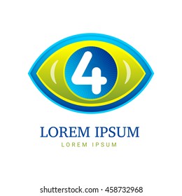 Abstract eco logo with eye icon. Vector template
