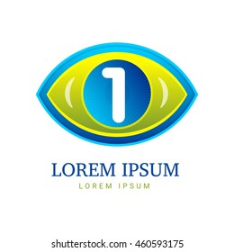 Abstract eco logo with eye icon. Vector template